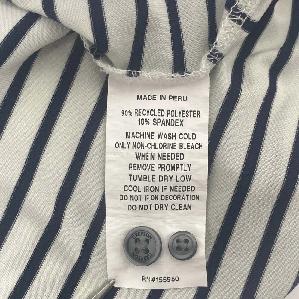 Greyson Polo Shirt Men's XXL White Navy Striped Performance Golf Rugby Stretch - Picture 7 of 9